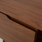 Meuble TV Noyer Mid-Century avec 2 Casiers et Étagère en Verre Trempé — 1 place