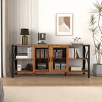 Meuble TV en noyer à étagères ouvertes, simple, 180 cm