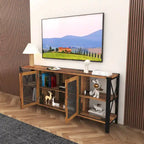 Meuble TV en noyer à étagères ouvertes, simple, 180 cm