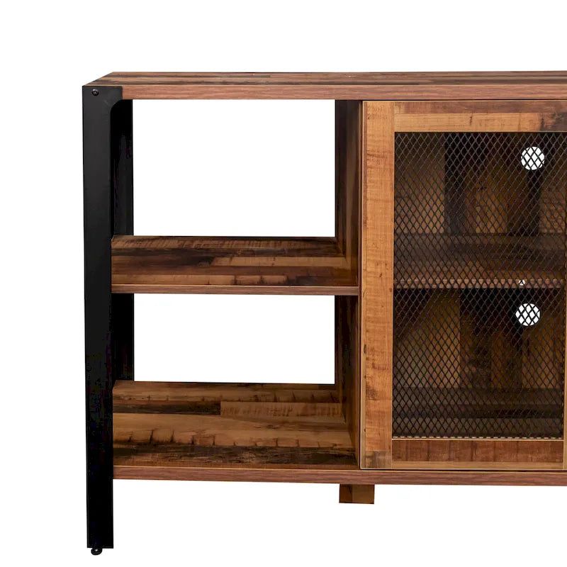 Meuble TV en noyer à étagères ouvertes, simple, 180 cm