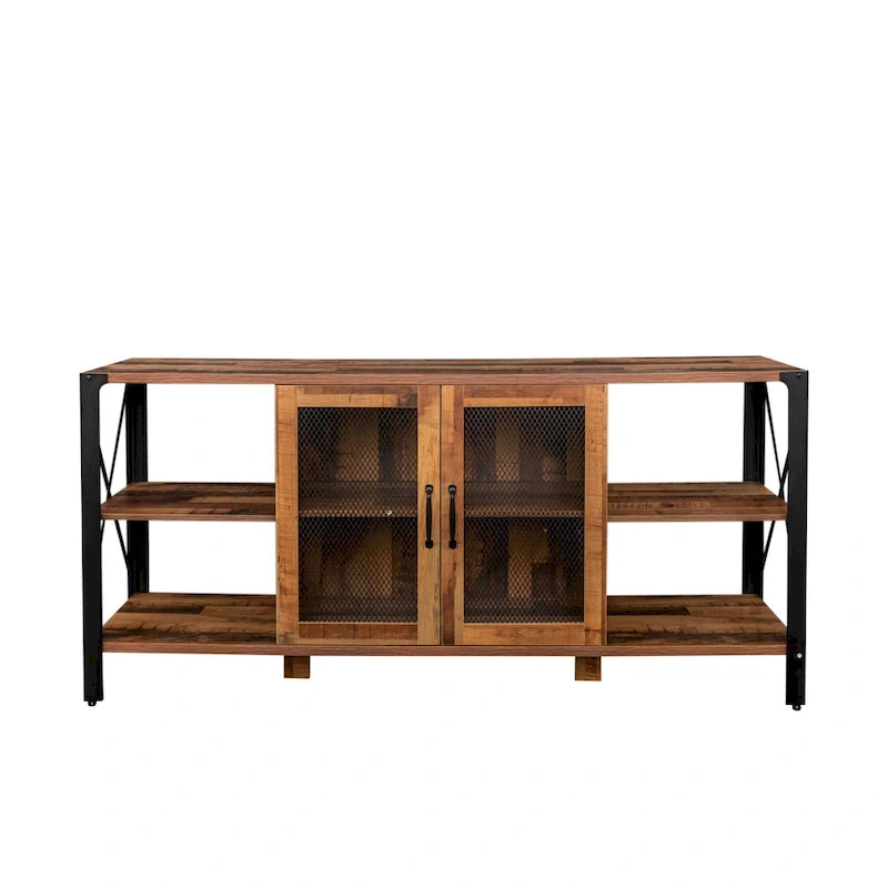 Meuble TV en noyer à étagères ouvertes, simple, 180 cm