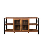 Meuble TV en noyer à étagères ouvertes, simple, 180 cm