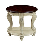 Table d'appoint ronde rétro 22, table d'appoint de canapé en bois massif avec étagère, table de coin de salon facile à assembler