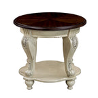 Table d'appoint ronde rétro 22, table d'appoint de canapé en bois massif avec étagère, table de coin de salon facile à assembler