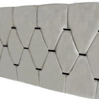 Lit plateforme grand lit, Beige/Gris, Tête de lit capitonnée, Rangement et Lit gigogne, 2 couchages