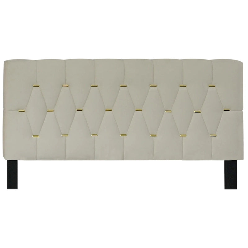 Lit plateforme grand lit, Beige/Gris, Tête de lit capitonnée, Rangement et Lit gigogne, 2 couchages