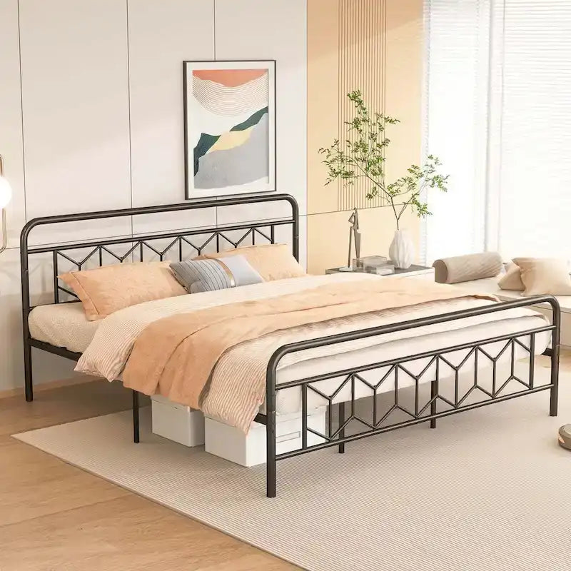 Cadre de lit Costway, base de matelas pour lit jumeau/double/queen/king, avec