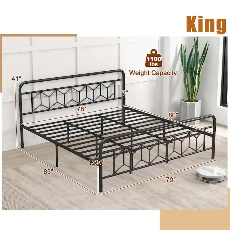 Cadre de lit Costway, base de matelas pour lit jumeau/double/queen/king, avec