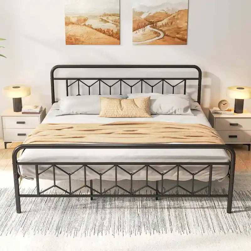 Cadre de lit Costway, base de matelas pour lit jumeau/double/queen/king, avec