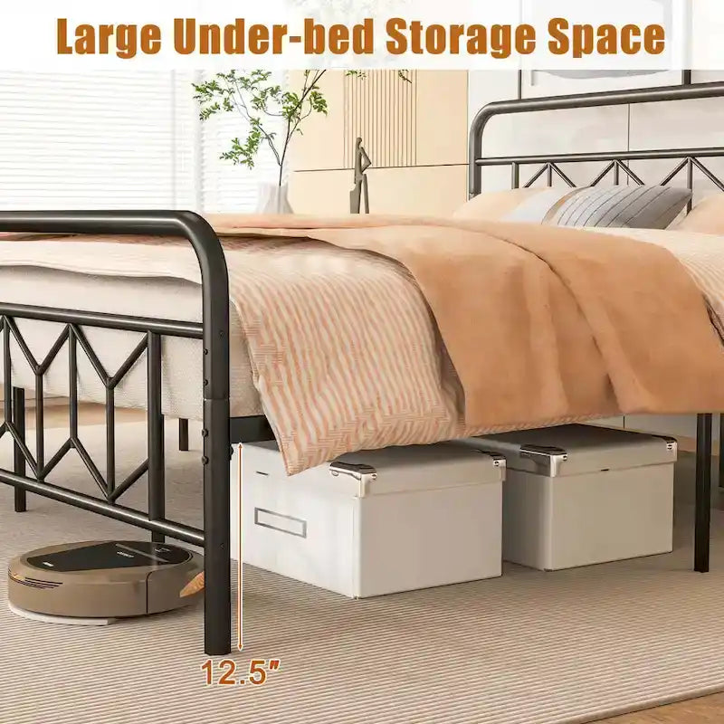 Cadre de lit Costway, base de matelas pour lit jumeau/double/queen/king, avec