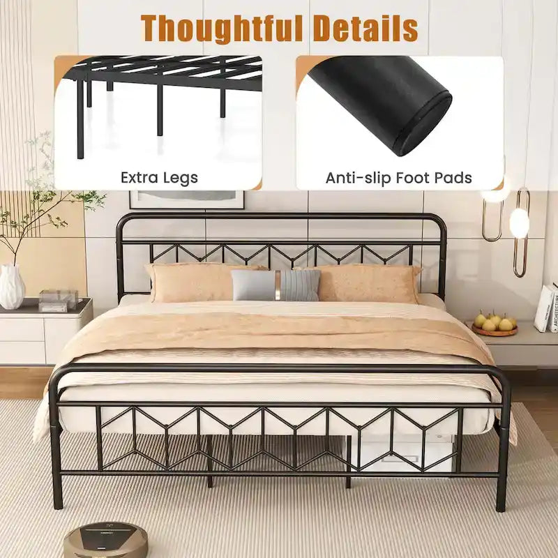 Cadre de lit Costway, base de matelas pour lit jumeau/double/queen/king, avec