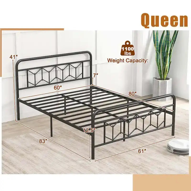 Cadre de lit Costway, base de matelas pour lit jumeau/double/queen/king, avec