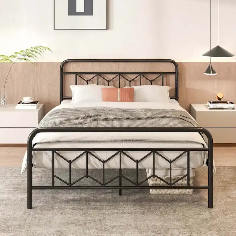 Cadre de lit Costway, base de matelas pour lit jumeau/double/queen/king, avec