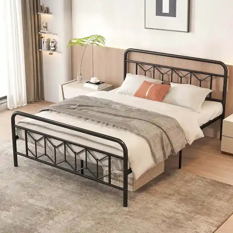 Cadre de lit Costway, base de matelas pour lit jumeau/double/queen/king, avec
