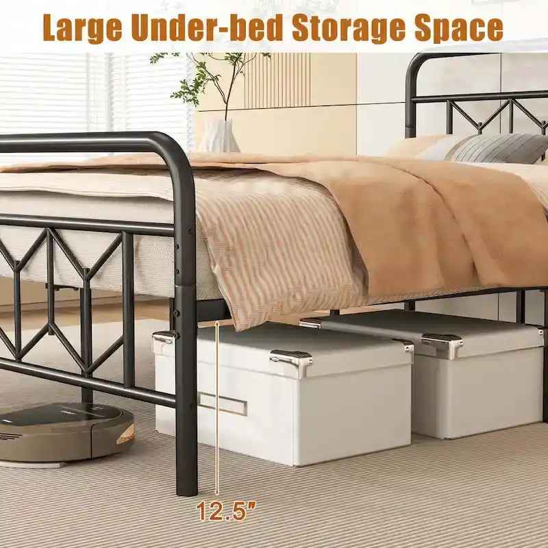 Cadre de lit Costway, base de matelas pour lit jumeau/double/queen/king, avec