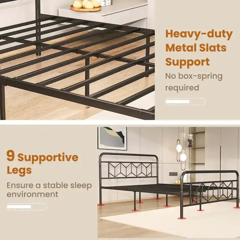 Cadre de lit Costway, base de matelas pour lit jumeau/double/queen/king, avec
