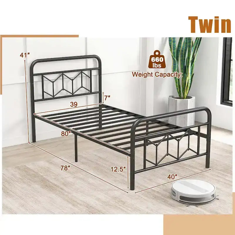 Cadre de lit Costway, base de matelas pour lit jumeau/double/queen/king, avec