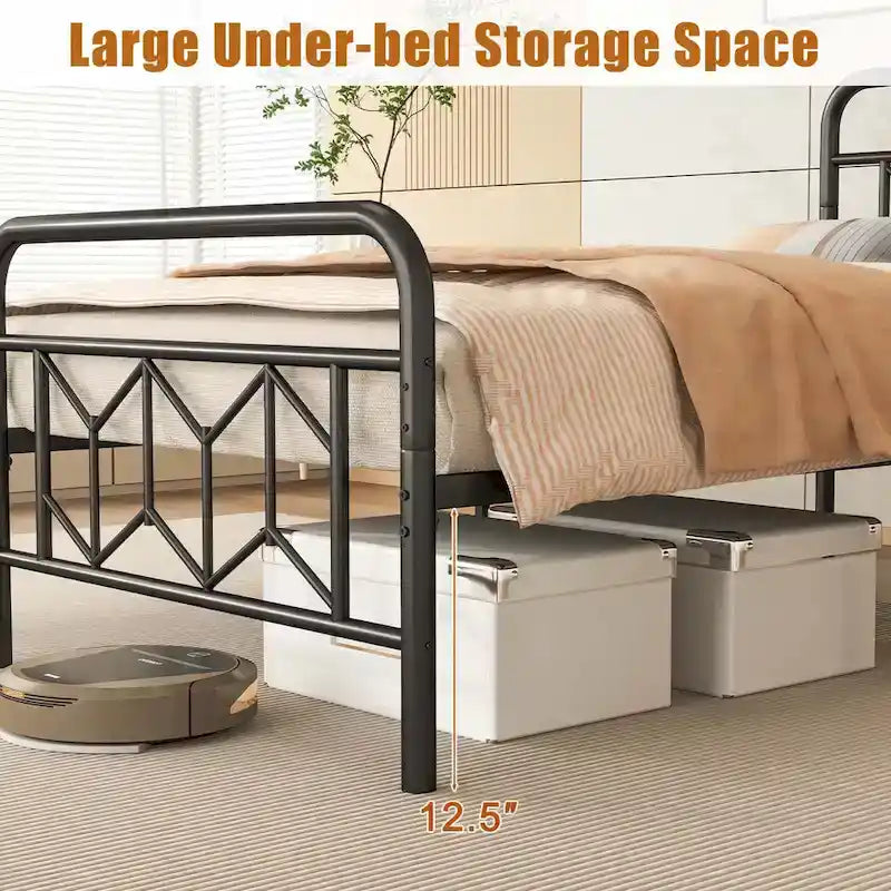 Cadre de lit Costway, base de matelas pour lit jumeau/double/queen/king, avec