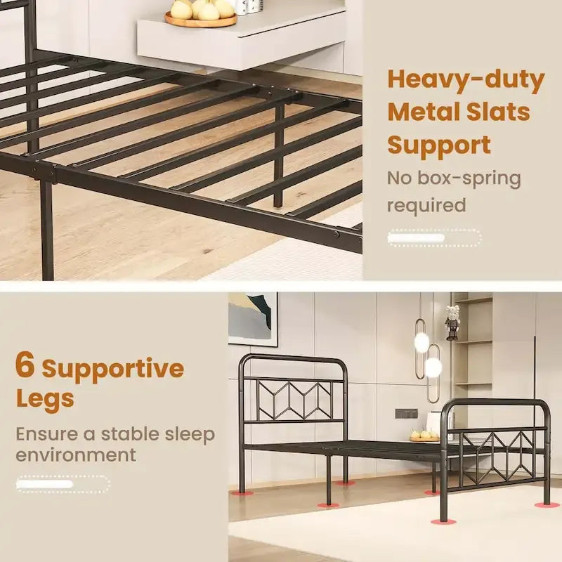 Cadre de lit Costway, base de matelas pour lit jumeau/double/queen/king, avec
