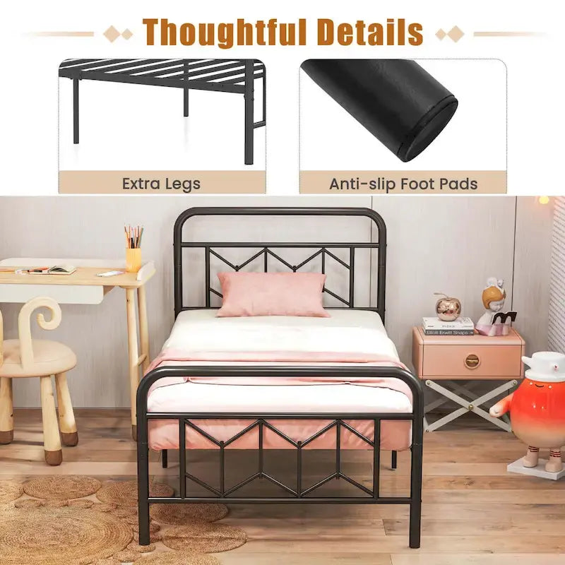 Cadre de lit Costway, base de matelas pour lit jumeau/double/queen/king, avec