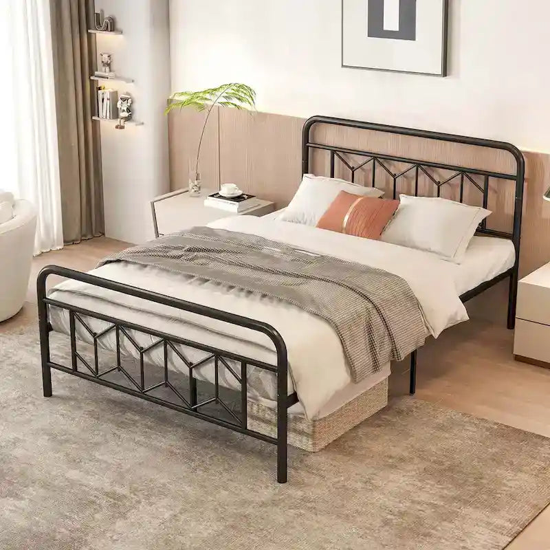 Cadre de lit Costway, base de matelas pour lit jumeau/double/queen/king, avec