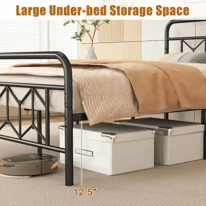 Cadre de lit Costway, base de matelas pour lit jumeau/double/queen/king, avec
