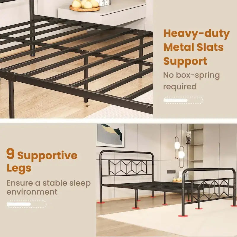 Cadre de lit Costway, base de matelas pour lit jumeau/double/queen/king, avec