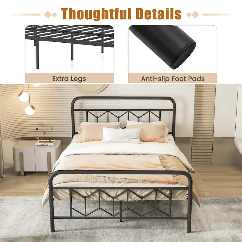 Cadre de lit Costway, base de matelas pour lit jumeau/double/queen/king, avec