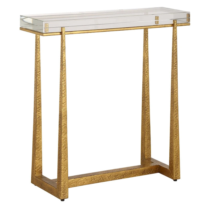 Table d'appoint en cristal épais haut de gamme - 24 - Or antique