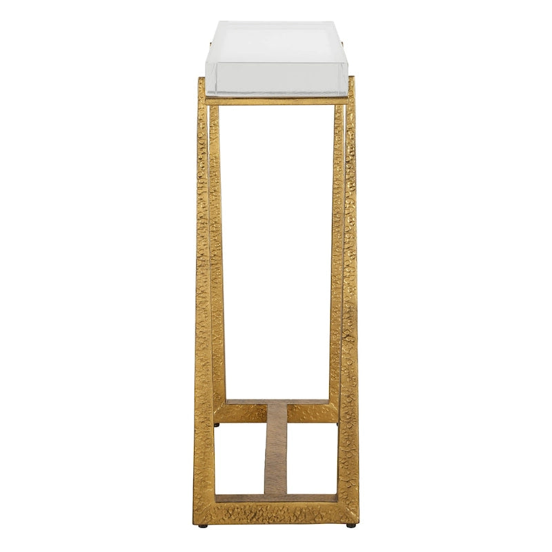 Table d'appoint en cristal épais haut de gamme - 24 - Or antique