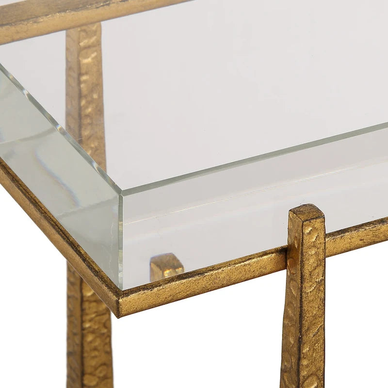 Table d'appoint en cristal épais haut de gamme - 24 - Or antique