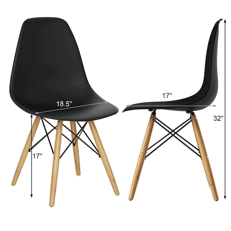 Gymax Lot de 2 Chaises de Salle à Manger Modernes sans Accoudoirs pour Bureau à Domicile avec Bois - Voir Détails