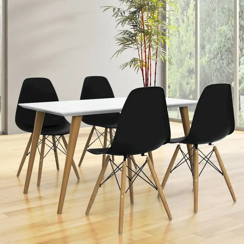 Gymax Lot de 2 Chaises de Salle à Manger Modernes sans Accoudoirs pour Bureau à Domicile avec Bois - Voir Détails