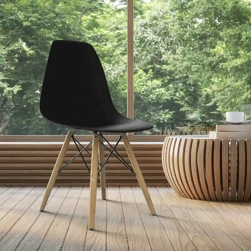 Gymax Lot de 2 Chaises de Salle à Manger Modernes sans Accoudoirs pour Bureau à Domicile avec Bois - Voir Détails