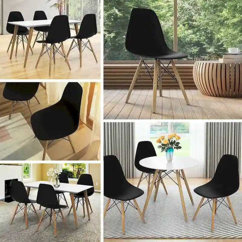 Gymax Lot de 2 Chaises de Salle à Manger Modernes sans Accoudoirs pour Bureau à Domicile avec Bois - Voir Détails