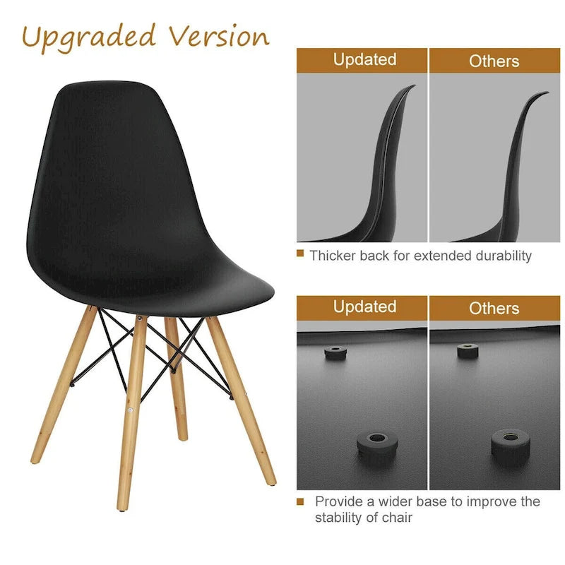 Gymax Lot de 2 Chaises de Salle à Manger Modernes sans Accoudoirs pour Bureau à Domicile avec Bois - Voir Détails