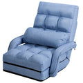 Chaise longue de sol pliante bleue, réglable sur 6 angles, 1 personne
