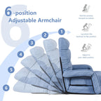 Chaise longue de sol pliante bleue, réglable sur 6 angles, 1 personne
