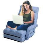 Chaise longue de sol pliante bleue, réglable sur 6 angles, 1 personne