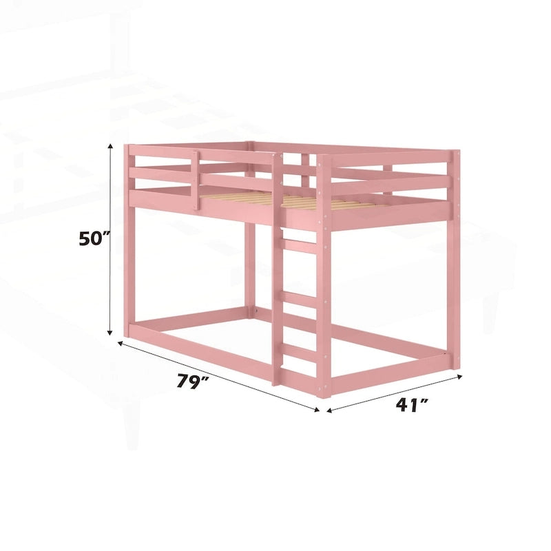 Lit mezzanine jumeau polyvalent en bois avec lattes intégrées et garde-corps