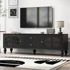 Meuble TV moderne noir — 2 armoires, 2 tiroirs, gestion des câbles