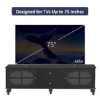Meuble TV moderne noir — 2 armoires, 2 tiroirs, gestion des câbles