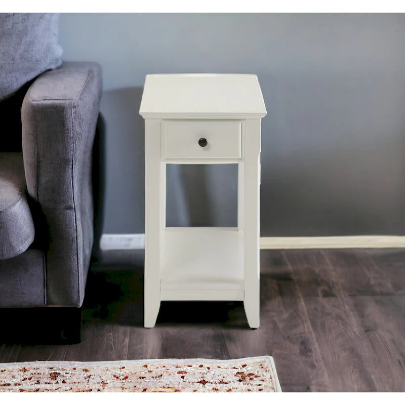 Table d'appoint rectangulaire peu encombrante en bois de 23 po avec deux étagères de rangement et un tiroir pour le salon - 13L x 22W x 23H