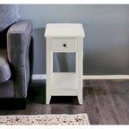 Table d'appoint rectangulaire peu encombrante en bois de 23 po avec deux étagères de rangement et un tiroir pour le salon - 13L x 22W x 23H