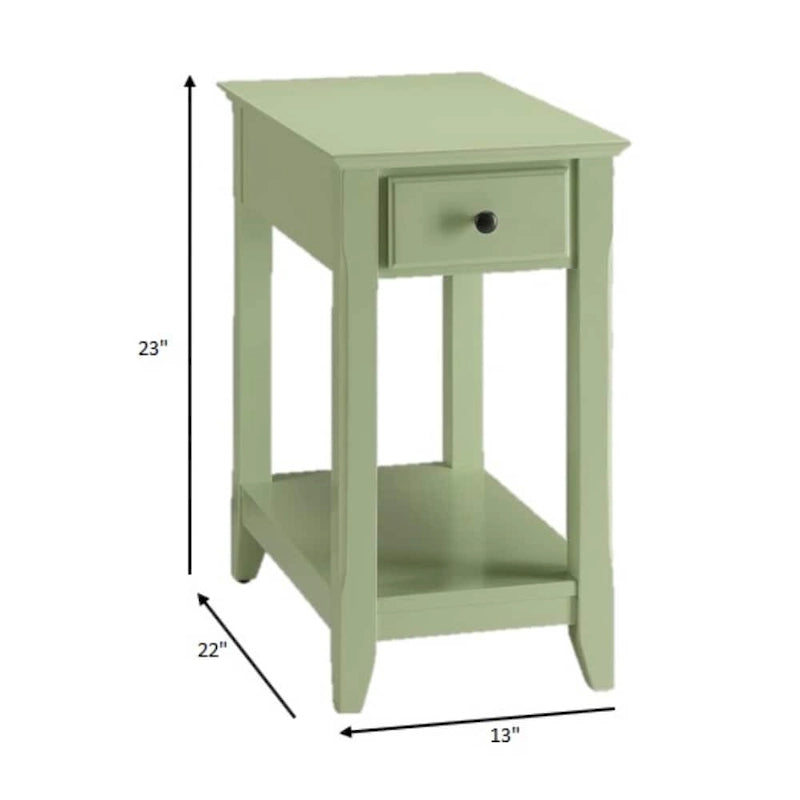 Table d'appoint rectangulaire peu encombrante en bois de 23 po avec deux étagères de rangement et un tiroir pour le salon - 13L x 22W x 23H