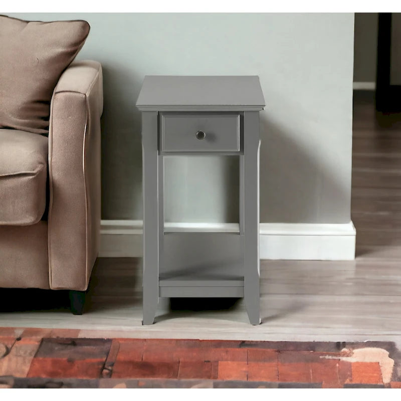 Table d'appoint rectangulaire peu encombrante en bois de 23 po avec deux étagères de rangement et un tiroir pour le salon - 13L x 22W x 23H