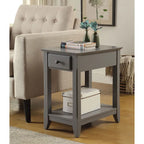 Table d'appoint rectangulaire peu encombrante en bois de 23 po avec deux étagères de rangement et un tiroir pour le salon - 13L x 22W x 23H