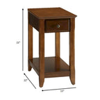 Table d'appoint rectangulaire peu encombrante en bois de 23 po avec deux étagères de rangement et un tiroir pour le salon - 13L x 22W x 23H