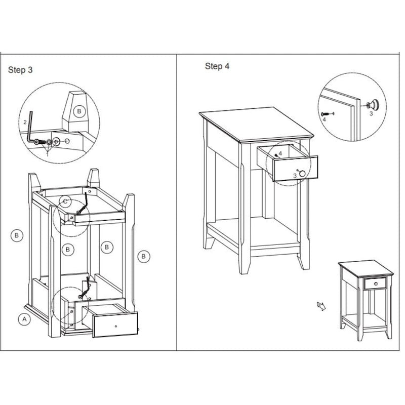 Table d'appoint rectangulaire peu encombrante en bois de 23 po avec deux étagères de rangement et un tiroir pour le salon - 13L x 22W x 23H