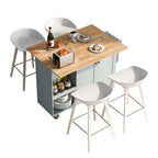 Îlot de cuisine avec plan de travail pliable, desserte de rangement de cuisine avec étagère coulissante, porte-serviettes et tiroir, roulettes.